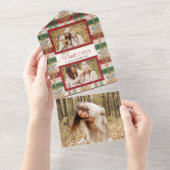 Rustikales frohe Weihnachten Botanisches Kariertes All In One Einladung (Abreißen)