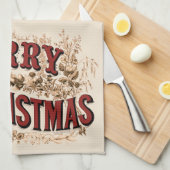 Rustikales Frohe Weihnachten Geschirrtuch (Viertel Falte)