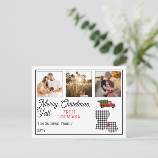 Rustikales frohe Weihnachten Louisiana Foto Holida (Stehend Vorderseite)