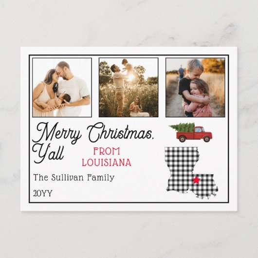 Rustikales frohe Weihnachten Louisiana Foto Holida (Vorderseite)