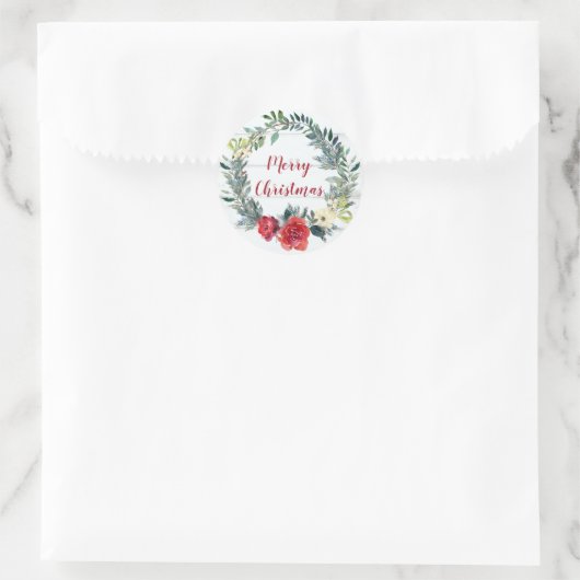 Rustikales Frohe Weihnachten Runder Aufkleber (Tasche)