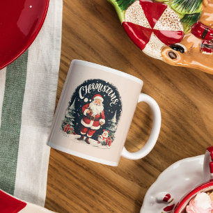 Rustikales Frohe Weihnachten & Santa Claus Kaffeetasse