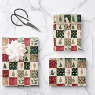 Rustikales Frohe Weihnachtsbaum-Feiertags-Geschenk Geschenkpapier Set