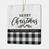 Rustikales fröhliches Buffalo Kariertes Foto Keramikornament (Links)