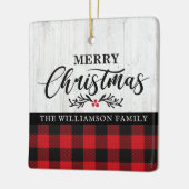 Rustikales fröhliches Buffalo Kariertes Foto Keramikornament (Links)