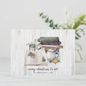 Rustikales, fröhliches Weihnachtsweißholz Wasserfa Feiertagskarte (Stehend Vorderseite)