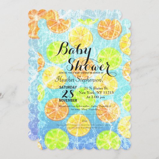 Rustikales Frozen Zitrusfrüchte Einladung (Vorne/Hinten)