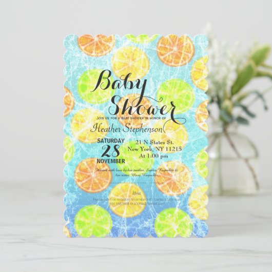 Rustikales Frozen Zitrusfrüchte Einladung (Stehend Vorderseite)