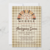 Rustikales Funny Erntedank Dinner Türkei Kariert Einladung (Vorderseite)