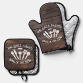 Rustikales Funny Grilling for Men: Grill Sargeant Ofenhandschuh & Topflappen-Set (Vorderseite/Rückseite)