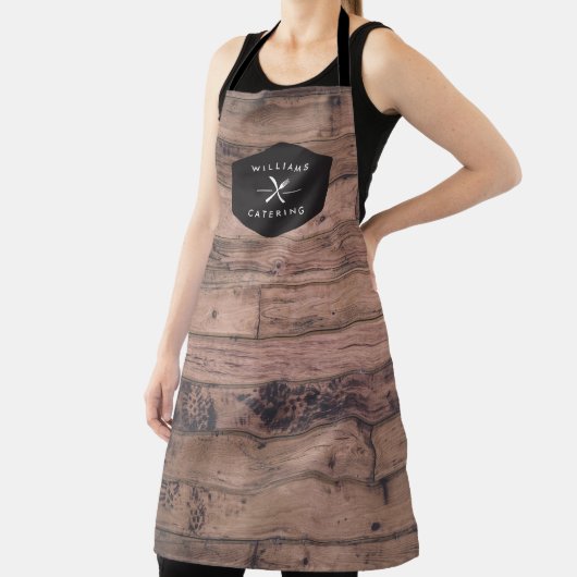 Rustikales Gabel-Kniffe-Logo aus zerrüttetem Holz  Schürze (InSitu)