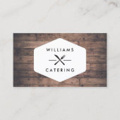 Rustikales Gabel-Kniffe-Logo stört Holz II Visitenkarte (Vorderseite)