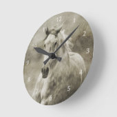 Rustikales Galloping Andalusisches Pferd Runde Wanduhr (Winkel)