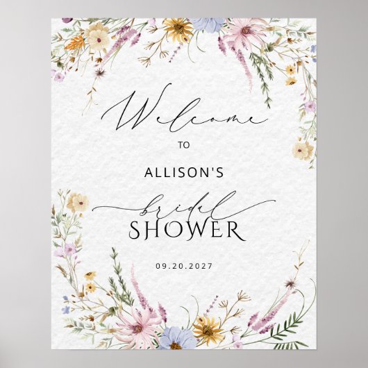 Rustikales Garden Blume Brautparty Willkommen Poster (Vorne)