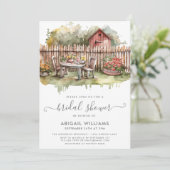 Rustikales Garden Party Picnic Backyard Brautparty Einladung (Stehend Vorderseite)