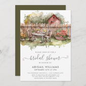 Rustikales Garden Party Picnic Backyard Brautparty Einladung (Vorne/Hinten)