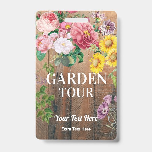 Rustikales Garden Tour Abzeichen Ticket Pass Ausweis (Vorderseite)