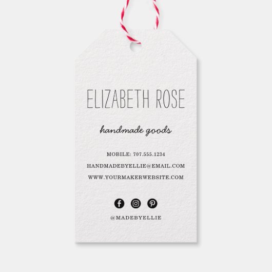 Rustikales Garn Handgemachte Kraftzähler Geschenkanhänger (Rückseite)