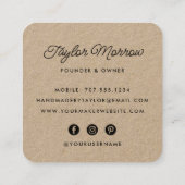 Rustikales Garn | Kraft Square Quadratische Visitenkarte (Rückseite)