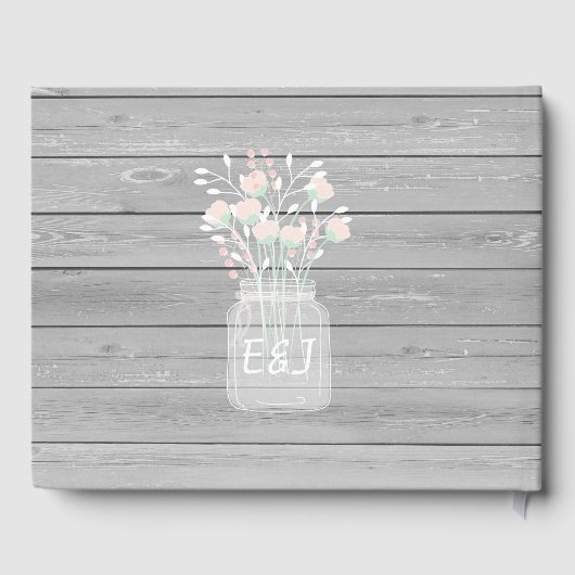 Rustikales Gästebuch aus grauem Holz (Rückseite)