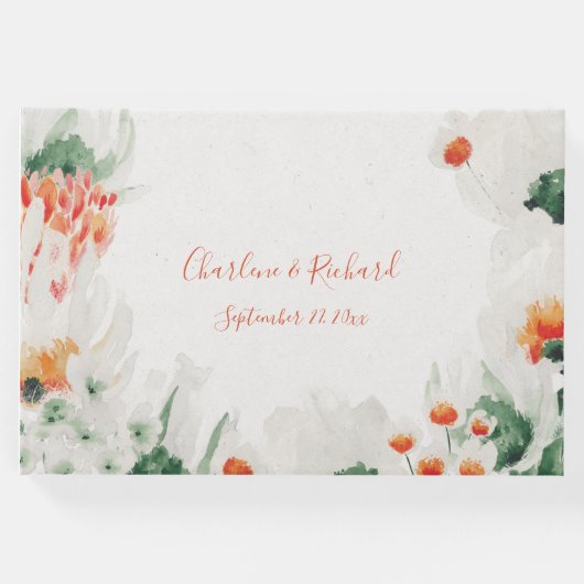 Rustikales Gästebuch Orange Forest Green (Vorderseite)