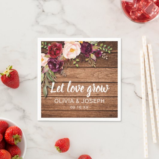 Rustikales Gastgeschenk Hochzeit-Papier aus Burgun Serviette (Beispiel)