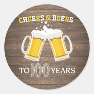 Rustikales Gebet und Bier bis 100 Jahre Runder Aufkleber