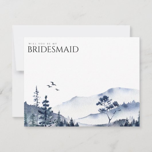 Rustikales Gebirge Boho Bridesmaid - Vorschlagskar Save The Date (Vorderseite)