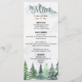 Rustikales Gebirge & Wald Wasserfarbenflatter Menü Menükarte (Vorderseite)