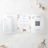 Rustikales Gebirgsblau & Gold | Hochzeitsprogramm Dreifach Gefaltete Einladung (Innenseite)