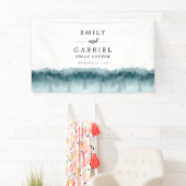 Rustikales Gebirgswald Aquarellfarben Hochzeitsban Banner (Insitu)