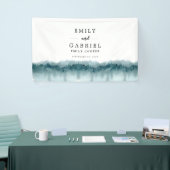 Rustikales Gebirgswald Aquarellfarben Hochzeitsban Banner (Messeveranstaltung)