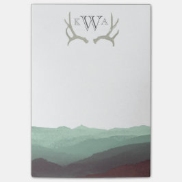 Rustikales Gebirgswasser und Antler | Monogramm | Post-it Klebezettel