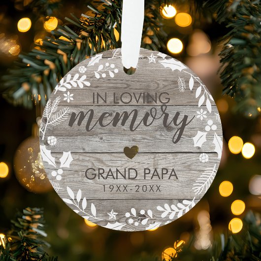 Rustikales Gedächtnisgedächtnis-Foto Ornament
