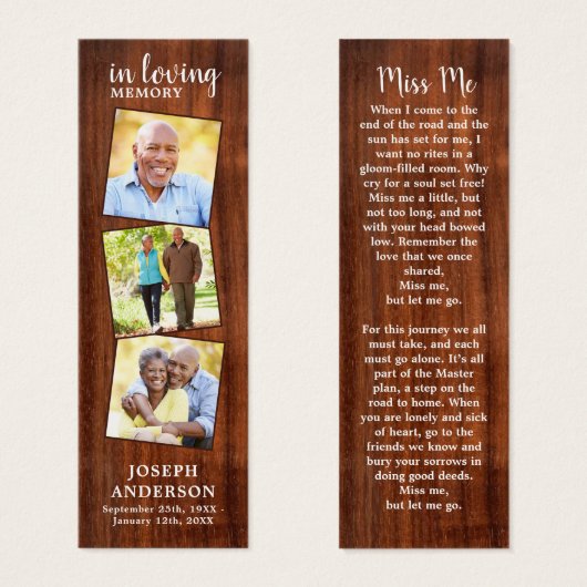 Rustikales Gedenkgedicht 3 Foto Beerdigung Lesezei (Vorne & Hinten)