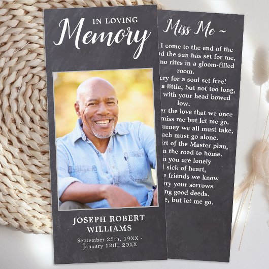 Rustikales Gedenkgedicht Beerdigung Lesezeichen de Menükarte