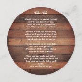 Rustikales Gedenkgedicht Foto Beerdigungskarte Feiertagskarte (Rückseite)