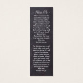 Rustikales Gedenkkartengedicht Beerdigung Lesezeic (Rückseite)