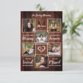 Rustikales Gedenkmal 6 Foto Collage Beerdigung Bei Dankeskarte (Stehend Vorderseite)