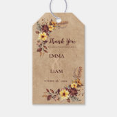 Rustikales Gelb & Burgund Fall Gastgeschenk Hochze Geschenkanhänger (Vorderseite)