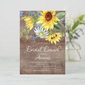 Rustikales Gelb-Sonnenblumen-Brautparty Brunch Einladung (Stehend Vorderseite)