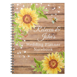 Rustikales Gelb-Sonnenblumen-Hochzeitsplaner-Noteb Notizblock