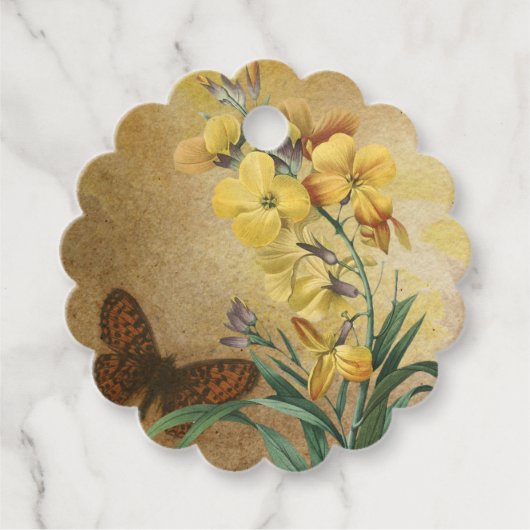 Rustikales Gelbbläschen Vintag Geschenkanhänger (Vorderseite)