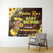 Rustikales Gelbblütenbaby Baby Shower Girl Wandteppich (Beispiel (Horizontal))