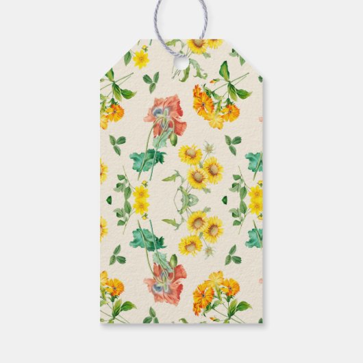 Rustikales Gelbblütenblatt Geschenkanhänger (Rückseite)