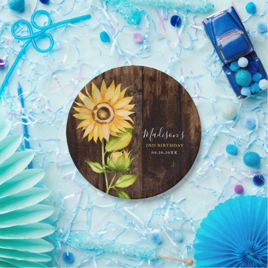 Rustikales Gelbblütenfest Pappteller (Party)