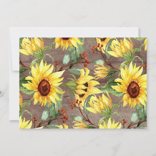 Rustikales Gelbblütenfest Probe Abendessen Einladung (Rückseite)