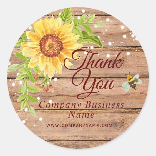 Rustikales Gelbblütengeschäft Vielen Dank Runder Aufkleber (Vorderseite)