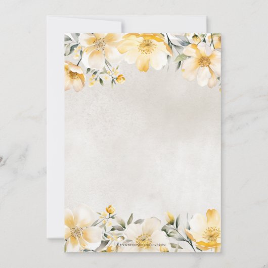 Rustikales Gelbblütentee Party Brautparty Einladung (Rückseite)