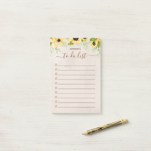 Rustikales Gelbblütenwasser Post-it Klebezettel (Auf Schreibtisch)